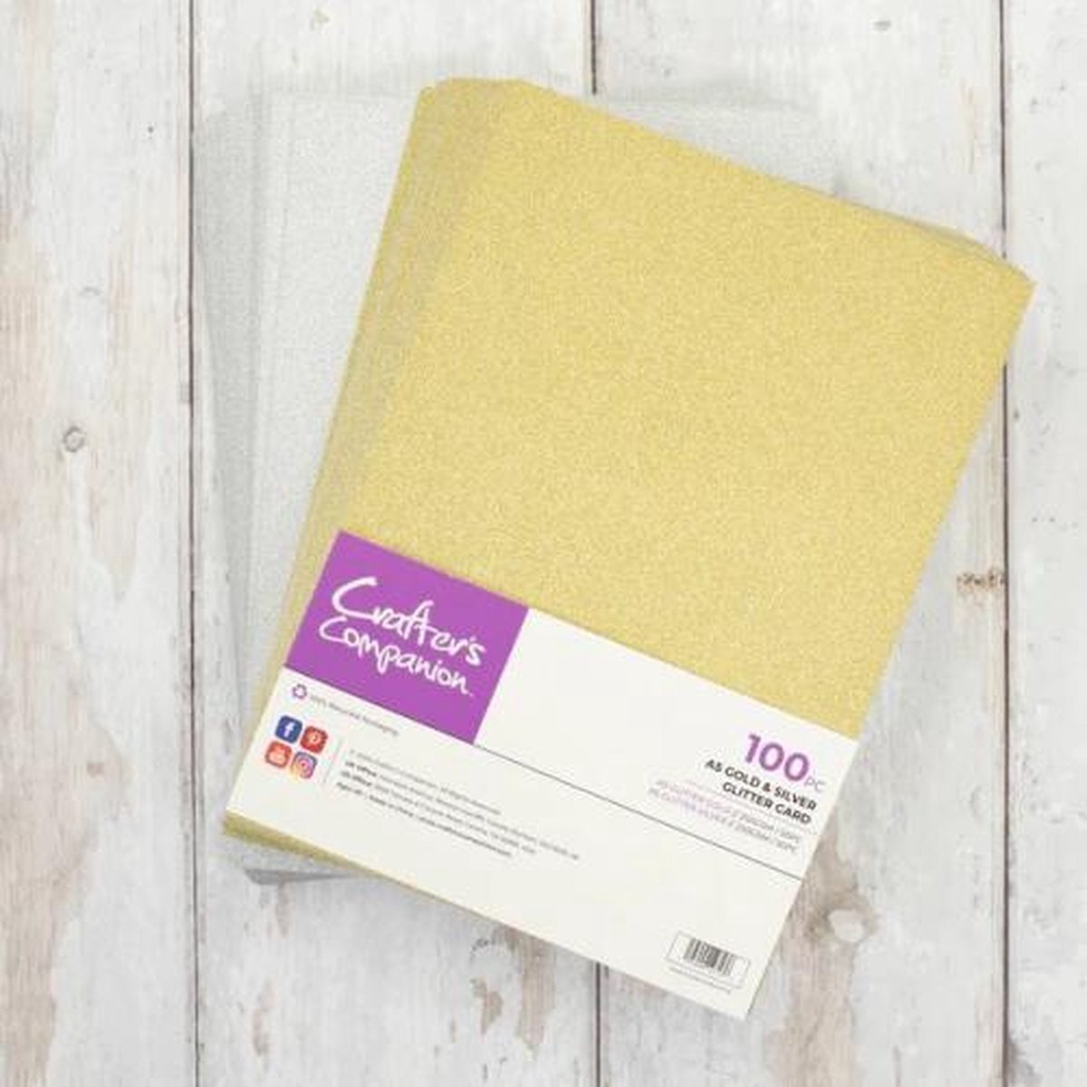 Crafters Companion - A5 Glitter Cardstock a 100 st - Gold and Silver